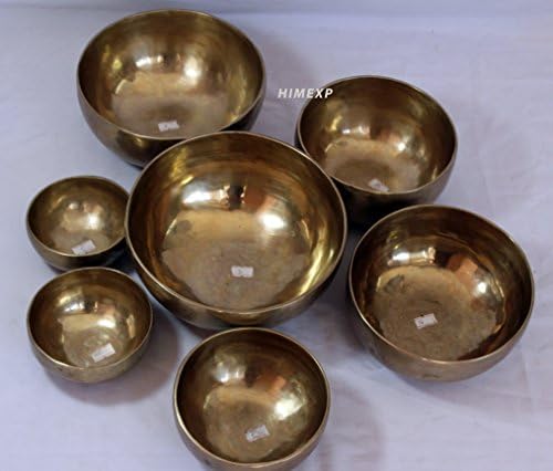 Lot de 7 bols chantants tibétains en métal de l'Himalaya