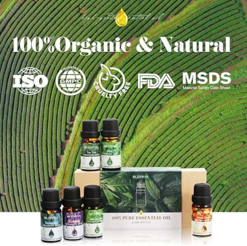Coffret Huiles Essentielles Naturelles 6x10ml- bledras aromathérapie 100% pure, bio - lavande, théier, eucalyptus, citronnelle, orange douce, menthe - Cadeau Femmes - Image 6