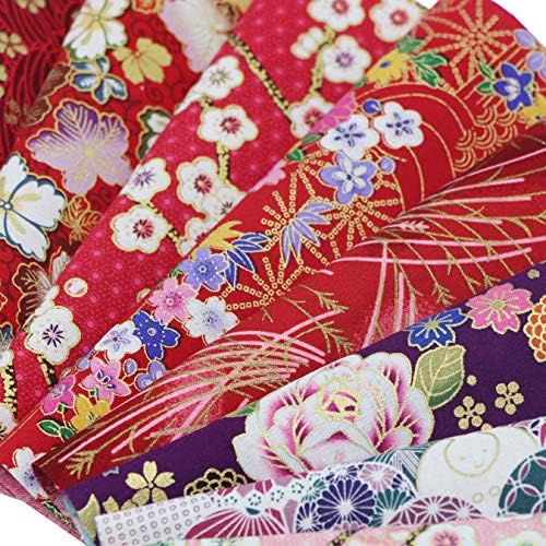 aufodara 30 pièces Tissus Coton Style Japonais Bronzant Imprime Patchwork 20 x 25 cm Couture Quilting Scrapbooking Loisir Créatifs DIY Tissu à la Main en Tissu à Coudre (Coloré Doré) - Image 5