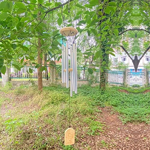 Carillon A Vent Exterieur Carillon à Vent de Jardin Avec 6 Tube Aluminium En Métal Carillon éoliens Nature Mélodieux pour Jardin Maison Patio Balcon Décoration (Argent) - Image 3