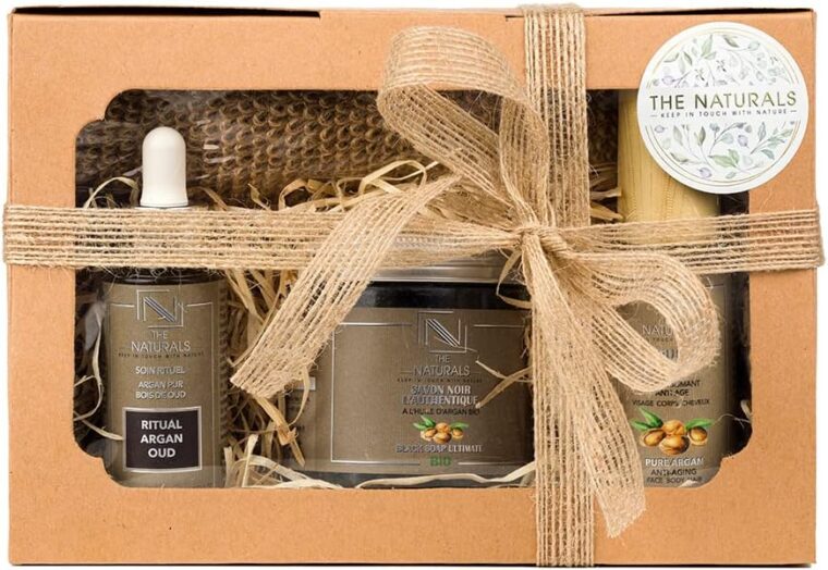 Coffret RITUEL - Savon Noir Authentique, Rituel Argan Oud, Huile d'Argan, Gant de crin "Anti-cellulite" - Bio - Naturel - Soin Sublimant - Vegan Végétale - Idée cadeau - THE NATURALS (Marque Française) - Image 2