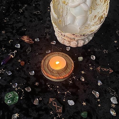 | Bougeoir Pentacle,avec Plateau à Bijoux en Bois avec Motif Pentagramme pour décor Vintage pour Maison Mariage Povanjer - Image 3