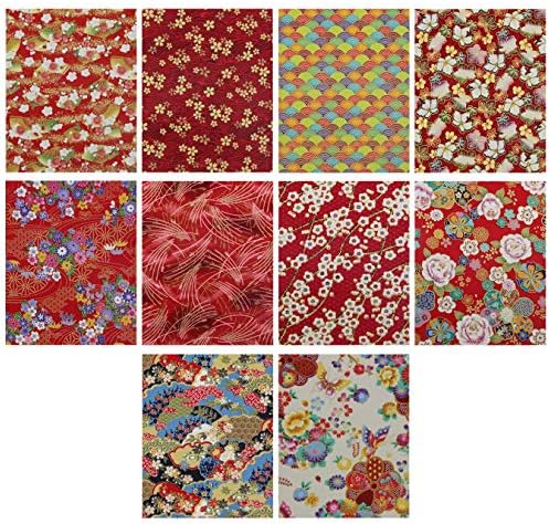 aufodara 30 pièces Tissus Coton Style Japonais Bronzant Imprime Patchwork 20 x 25 cm Couture Quilting Scrapbooking Loisir Créatifs DIY Tissu à la Main en Tissu à Coudre (Coloré Doré) - Image 3