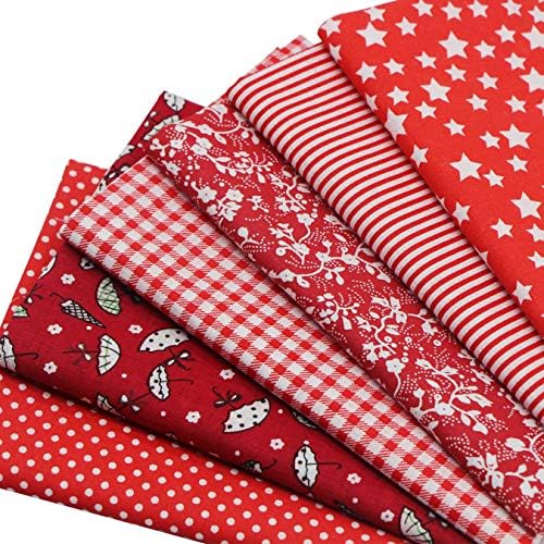 aufodara Tissus Coton Couture 6 pièces 50 x 80 cm Gros Coton Craft Quilting Fabric Textile Patchwork DIY Fait à la Main en Tissu à Coudre (Rouge) - Image 3