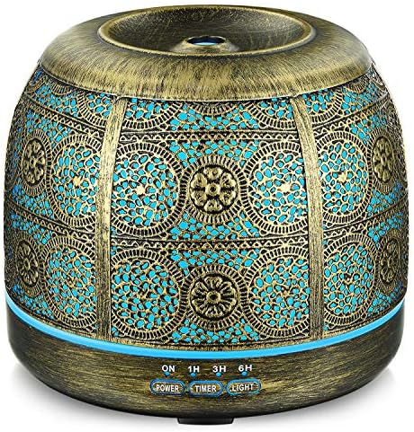 SALKING Diffuseur d'Huile Essentielle, 500ml Ultrasonique Diffuseur Huiles Essentielles Electrique, Humidificateur d'air avec 7-Couleurs Changeantes Arrêt Automatique pour Chambre/Spa/Yoga/Massage