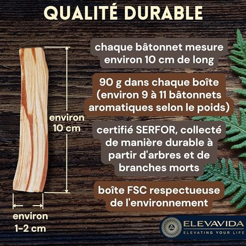 ELEVAVIDA Palo Santo 90 g (9-11 bâtons) Bois Palo Santo du Pérou, produit durablement pour la Relaxation, la méditation, Le Nettoyage énergétique des pièces - Bursera Graveolen — Bois sacré - Image 7