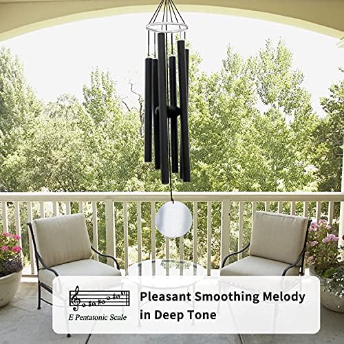 ASTARIN Carillon éolien pour Jardin, 91,4 cm, Grand Carillon éolien pour l'extérieur, Relaxant, apaisant, Basses Basses, Carillon commémoratif de condoléances pour Maman et Papa, Noir - Image 4