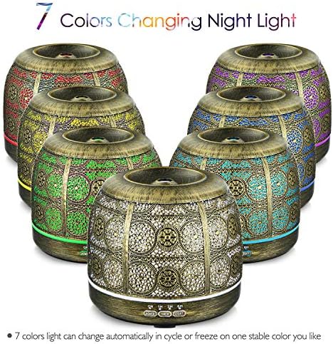SALKING Diffuseur d'Huile Essentielle, 500ml Ultrasonique Diffuseur Huiles Essentielles Electrique, Humidificateur d'air avec 7-Couleurs Changeantes Arrêt Automatique pour Chambre/Spa/Yoga/Massage - Image 2