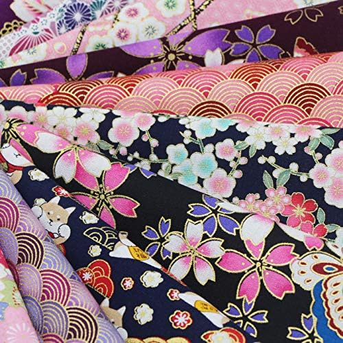 aufodara 30 pièces Tissus Coton Style Japonais Bronzant Imprime Patchwork 20 x 25 cm Couture Quilting Scrapbooking Loisir Créatifs DIY Tissu à la Main en Tissu à Coudre (Coloré Doré) - Image 6