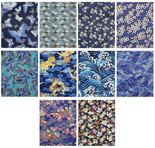 aufodara 30 pièces Tissus Coton Style Japonais Bronzant Imprime Patchwork 20 x 25 cm Couture Quilting Scrapbooking Loisir Créatifs DIY Tissu à la Main en Tissu à Coudre (Coloré Doré) - Image 4
