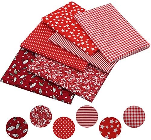 aufodara Tissus Coton Couture 6 pièces 50 x 80 cm Gros Coton Craft Quilting Fabric Textile Patchwork DIY Fait à la Main en Tissu à Coudre (Rouge)