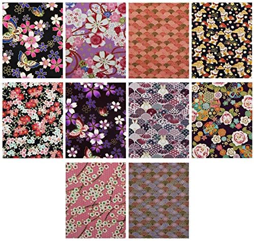 aufodara 30 pièces Tissus Coton Style Japonais Bronzant Imprime Patchwork 20 x 25 cm Couture Quilting Scrapbooking Loisir Créatifs DIY Tissu à la Main en Tissu à Coudre (Coloré Doré) - Image 2