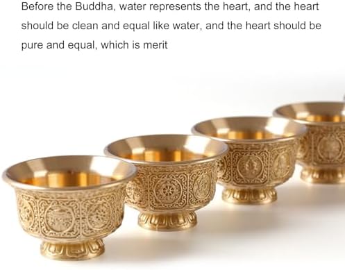 Élégante Tasse de Ritual Bouddhiste en Cuivre Avec Huit Symboles Heureux, Bol d'approvisation en eau, artefact Bouddhiste Tibétain - Image 9