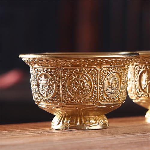 Xinyin Tasse d'Offranche Ritual Bouddhiste en Cuivre élégant huit symboles Chance Bol d'approvisation en eau artefact du bouddhisme tibétain - Image 4