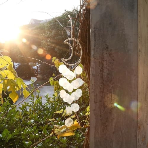Carillon Artisanal Capiz à Suspendre - Tonalité apaisante pour la Maison et le Jardin - Carillon à Vent Artisanal - Acoustique de Jardin Animee - Image 7