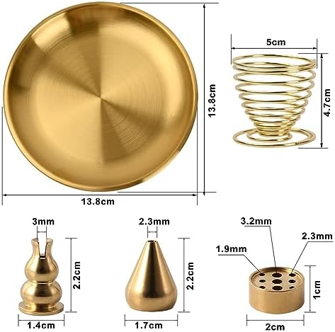5 en 1 Porte-Encens pour les bâts, support de bâtons d'ences en laiton, ensemble de porte-Brûeur, Porte-bâtons, encens de Captuur de Cendre pour la Méditation Maison de Thé Yoga - Image 2