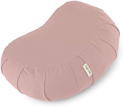 Basaho Crescent Zafu Coussin de méditation | Coton Bio | Coques de Sarrasin | Housse amovible et lavable
