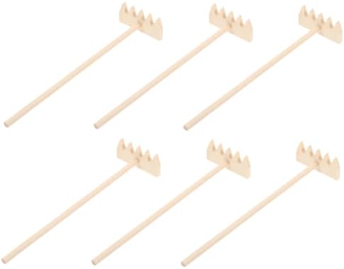 Sosoport 6 Pièces Outils de Bac à Sable Râteau de Jardin Méditant sur le Sable Râteau de Jardin de Sable de Jardin Zen Sable Outils de Jardin de Sable de Bricolage Beige en Bois