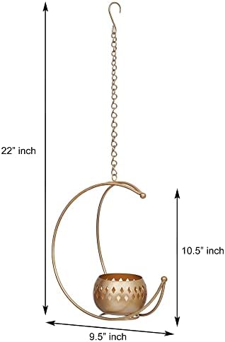 Webelkart Photophore En Métal de Qualité Supérieure en Forme de Lune pour décoration de Maison et de Bureau | Bougeoir Diwali | Photophore antique pour l'écclairage diwali (26,7 cm) - Image 4