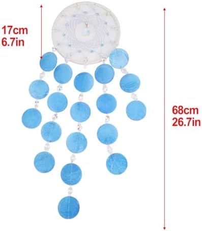 Carillon à Vent Artisanal AVEC de Beaux Coquillages et apaisant pour les Cristaux (Bleu) - Image 4