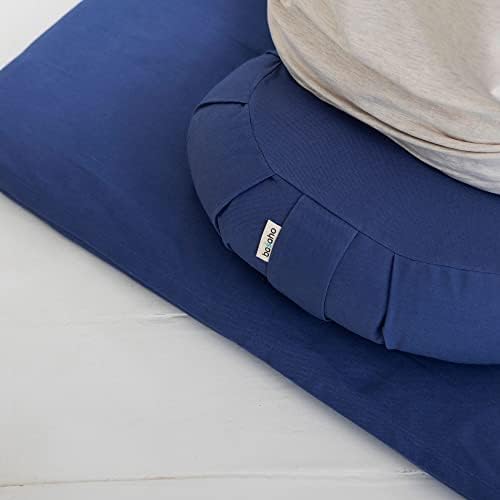 Basaho Crescent Zafu Coussin de méditation | Coton Bio | Coques de Sarrasin | Housse amovible et lavable - Image 5