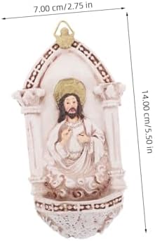Amosfun Bastion du Saint-Père Religiéux Spirituel de Famille Décoration d'Entrée Décoration Spirielle Sculpture Sacré Coeur Décoration Sacré Coeur Résine Blanche - Image 2
