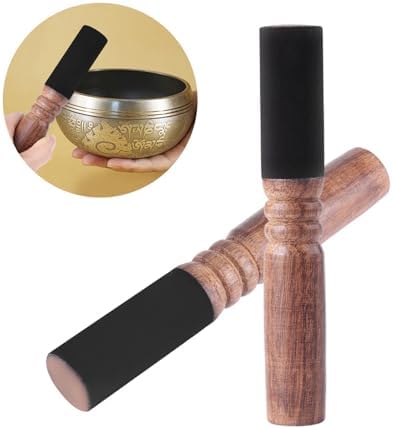 Bol chantant tibétain malle, sculpté à la main aU Népal, Maillet enveloppé de cuir, bâton de bol Sonore en Bois pour la méditation, le yoga et la relaxation - Image 4