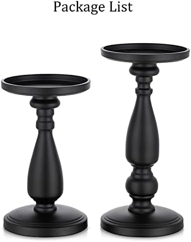 Sziqiqi vintage bougoire décoratif lot de 2 Grand Porte bougie en Métal rétro mat noir bougeoir chandelier pièce maîte - Image 6