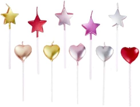 Zhjuju bougie d'Aniversaire en forme d'hétoile, 10 pcs bougies décoratives en forme detoiles bougies d'Étoile D'Aniniversaire Métalliques - Image 3