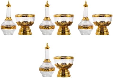 Aboofan 4 pièces bouteille en verre coupé sacré contenants de liquide sacré bol de prospérité réservoir d'Aau de baptême quatrenitures de prière gobelet