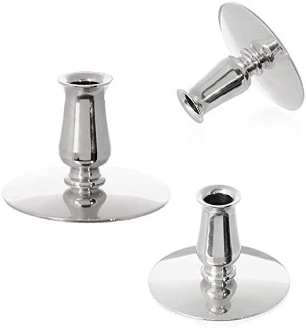 Nklaus 3x Porte-Bougies en Lauton Nickelé Bougeoirs Bougies d'A Autel Fines Bougies Ritulles Bougies en Cire d'Abeille Jusqu'à Ø0,9cm Chandelier Mariage 6732