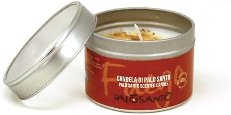 Palosanto - Bougie parfumee à l'Huile Essentiellle de Palo Santo et à la cire VÉGÉTALE - Bougie d'Encens - Idéal comme Parfum d'ambiance et purificator - Fabrique e à la Main en Italie