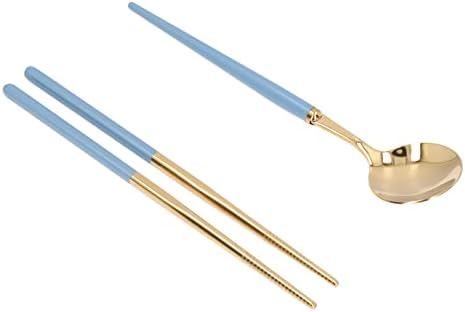 Qukaim lot de 5 paires de baguettes rémuli aux réduisables, conception antidérapante, motif exquis, en bois, lavables pour les fêtes et mariages, bleu - Image 3