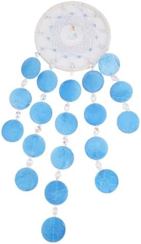 Carillon à Vent Artisanal AVEC de Beaux Coquillages et apaisant pour les Cristaux (Bleu) - Image 3