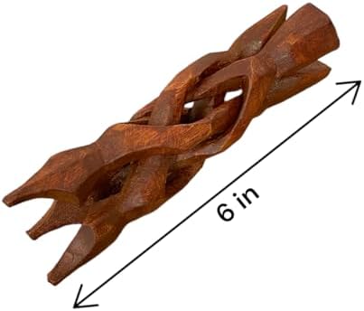 Nessastores lot de 6 trépieds en bois sculpté à la main lecteur de la décoration de chambre, soutien de boule de Cristal, soutien de Roche, soutien de vase couché coquille d'ormeau, bol décoratif, sphère ou - Image 2