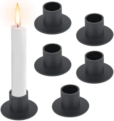 Risvowo Bougeoir Noir, 6 pièces Chandeliers Bougeoir, Douilles vers Bougies en Métal, Chandelier Vintage, Candle Habet, Porte-Bougies pour le salon, SALLE À CERRE ET CRÉCARAGE DE CHAMBRE