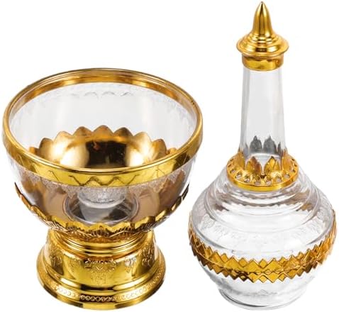Aboofan 4 pièces bouteille en verre coupé sacré contenants de liquide sacré bol de prospérité réservoir d'Aau de baptême quatrenitures de prière gobelet - Image 5