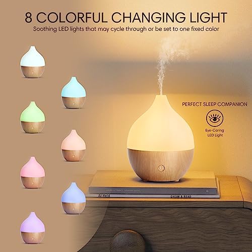 Salking Difffuseur d'Huile Essentiellle, 100 ml Ultrasonique Diffuseur Huiles Essentielles Electrique, Humidificator D'Air Avec Lumière Chaude Arrêt Automatique pour chambre, yoga, massage, paquet de 2 - Image 2