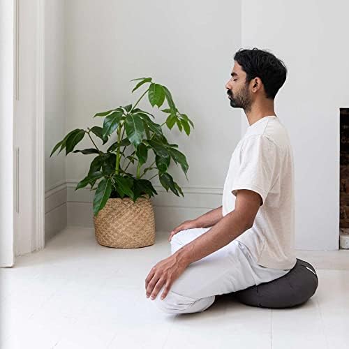 Basaho Crescent Zafu Coussin de méditation | Coton Bio | Coques de Sarrasin | Housse amovible et lavable - Image 3