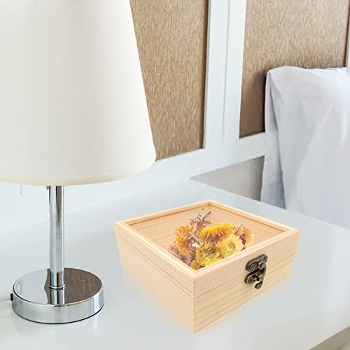 SPLDSUN Petite Boites Bois, Petites Boites Bois Carrée, Petite Boite A Bijoux Bois, AVEC Couvercle en Verre Transparent, pour Ranger Bijoux, fleurs, collations, Petits Objet (12 * 12 * 5 cm) - Image 7