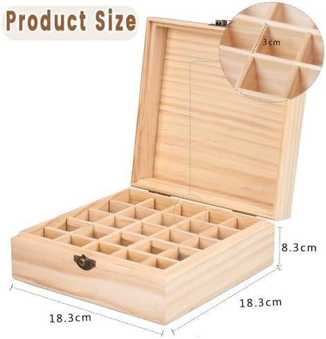 Wishesmar 25 trous-boite Rangement Huiles Essentielles Coffret en Bois pour 5 10 15Ml Bouteille d'Huile Essentiellle - Aromathérapie Organisateur pour le stockage, Voyage et Présentation - Image 2