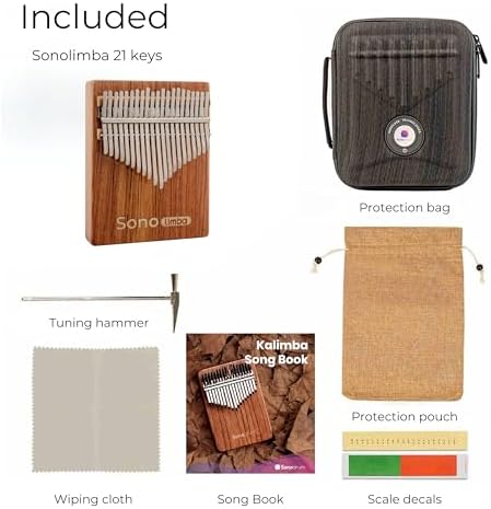 Sonodrum Kalimba Avec 21 Clés - Piano à Pouces en Bois d'Acacia de Haute Qualité. Piano portable Avec Pochette et Livre de Chansons. Instrument de musique. Percussion à main couler enfant ou adulte - Image 2