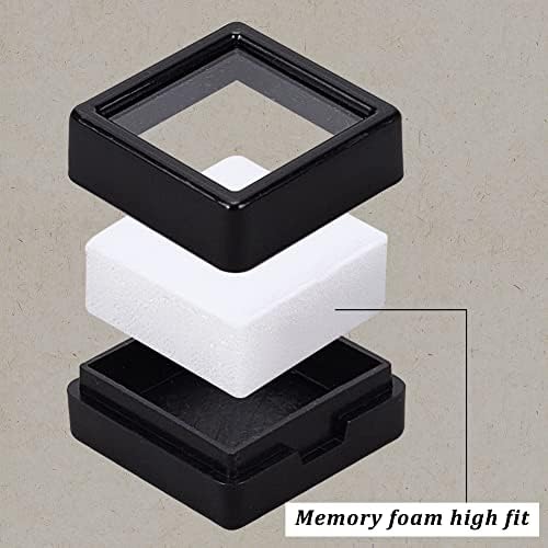Benecreat 36 PCS Boîte de Présentation de Pierres Précieus Noir 3x3x1.65cm Boîte en Plastique Transparente en Pierre nue Boîte à Bijoux Carrée pour Précieus Bijoux Cristal de Diamant - Image 4