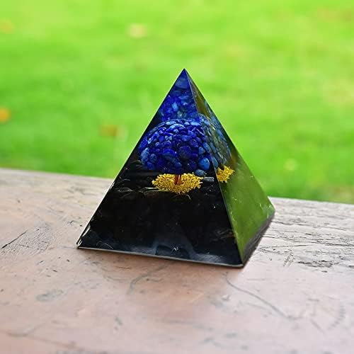 Nwpnlxea pyramide d'Arbre de Vie en Cristal Naturel de 2.75 Pouces, Lapis Lazuli et Obsidien, Pierre de Cristal de Purification Mentale Décoration de la Chambre - Image 5