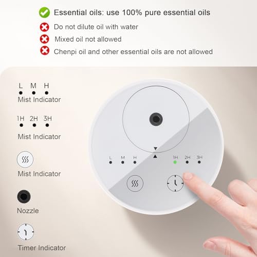 Urbanhomes diffuseur huiles Essentielles, Huile Essentiellle, diffuseur Parfum Maison, Huile Essentiellle Pour diffuseur, diffuseur électrique Parfum Maison, Avec 3 Modes, Fonction USB portable, Blanc - Image 5