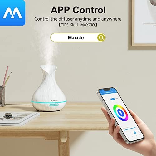Diffuseur d'Huiles Essentielles Wifi, Maxcio Humidificateur d'Air compatible AVEC Alexa / Google Home, Smart TéléCommande Difffuseur Parfum Electrique RGB Colorés, Timer et Contrôle à distance sur l'application - Image 3