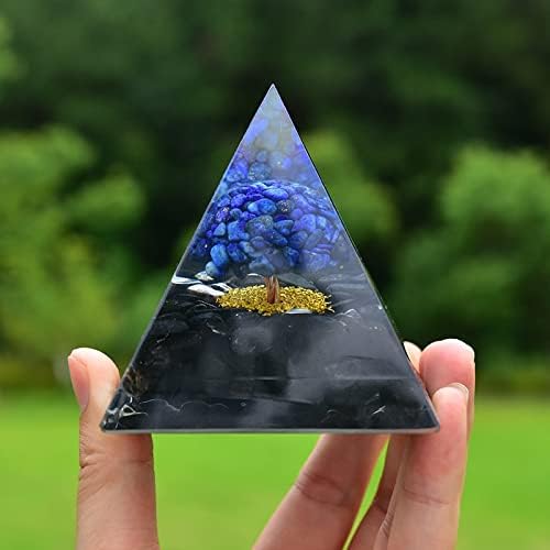 Nwpnlxea pyramide d'Arbre de Vie en Cristal Naturel de 2.75 Pouces, Lapis Lazuli et Obsidien, Pierre de Cristal de Purification Mentale Décoration de la Chambre - Image 3