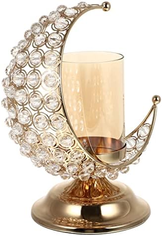 Bougeoir Pretyzoom Doré, Arabe, AU Motif de Lune, pour Eid Mubarak, Ramadan, en Métal, Verre, Ornation Musulman, Décoration de Salon, table - Image 9