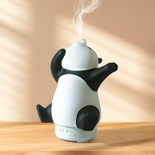 Panda Diffuseur d'Huiles Essentielles - Difffuseur d'Arômes Mignon et pivotant pour la Maison Avec Lumière de 7 Couleurs, diffuseur d'Aromathérapie pour la Chambre et le Bureau