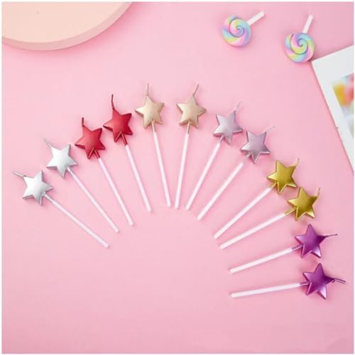 Zhjuju bougie d'Aniversaire en forme d'hétoile, 10 pcs bougies décoratives en forme detoiles bougies d'Étoile D'Aniniversaire Métalliques - Image 5
